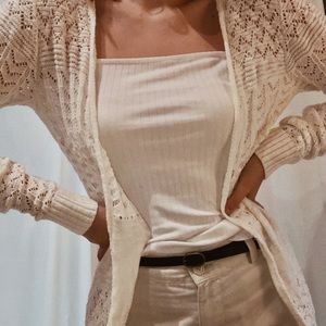Calf-length off-white sweater